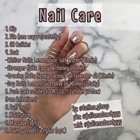 Diy Nail Care, Schul Survival Kits, Nail Growth Tips, Nail Care Diy, Routine Aesthetic, Nail Repair, Nail Care Routine, Nail Care Tips, Beauty Tips For Glowing Skin