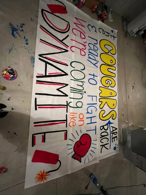 Decades Pep Rally Signs, Volleyball Game Signs Student Section, Football Signs Cheerleaders, Bust Out Signs Football, Runthrough Signs For Football, Rivalry Posters High School Football, Pink Out Fnl Posters, Homecoming Game Poster Ideas, Banner Ideas For Cheering