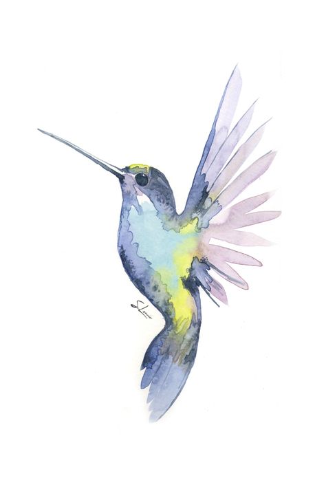 Behance Illustration, Portraits Illustrés, Watercolor Hummingbird, Hummingbird Painting, Bird Watercolor Paintings, Watercolor Paintings Easy, Humming Bird, Watercolor Art Lessons, Art Et Illustration