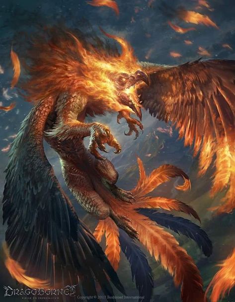 Draconian Phoenix Fantasy Artwork Landscape, Creature Fantasy, Phoenix Art, Mythical Animal, Fantasy Beasts, 다크 판타지, Fantasy Monster, Fantasy Creatures Art, Dragon Artwork