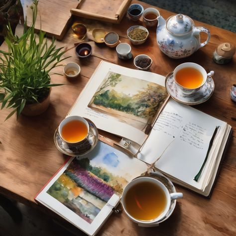 Recording the experience of every sip of tea has become a delightful ritual for me. Through my Tea Journal, I encapsulate unique sensations and sweet memories from each cup I enjoy. Are you a tea enthusiast too? If so, why not give Tea Journalling a try? Morning Tea Aesthetic, Tea Time Photography, Tea Moodboard, Tea Journal, Poetry Tea, Poetry Tea Time, Benefits Of Tea, Art Of Tea, Tea With Friends