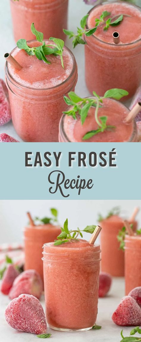 Frozé Recipe, Boujee Drinks, Best Frose Recipe, Froze Recipe, Frose Recipe, Frozen Summer Cocktails, Strawberry Cocktail Recipe, Frosé Recipe, Rose Drink