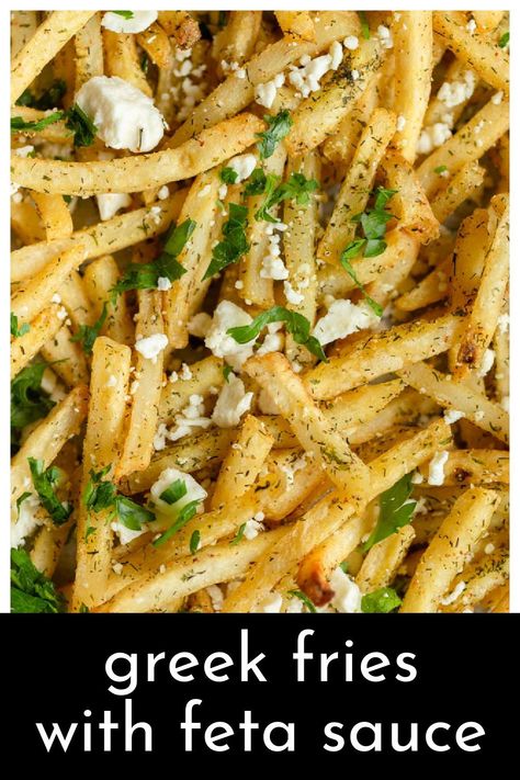 Feta Fries Recipe, Feta Sauce, Frozen Fries, Greek Fries, Greek Spices, Greek Gyros, Crispy French Fries, Frozen French Fries, Greek Flavors