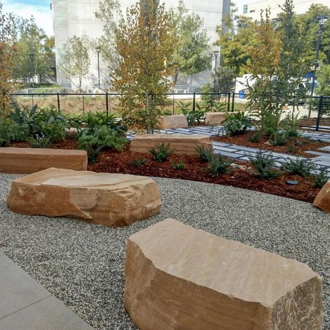 Spanish Garden Ideas, Rock Path, Dog Boarding Facility, Stone Park, Patio Outdoor Furniture, Spanish Garden, Landscape Rock, Building Entrance, Landscaping With Boulders