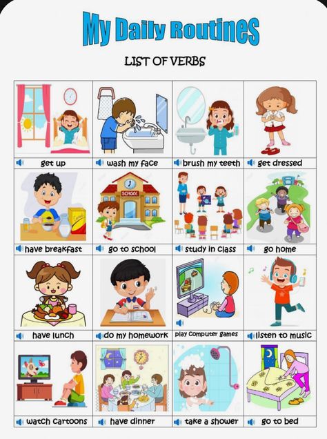 Daily Routine Pictures For Kids, Daily Activities Flashcards, My Daily Routine Worksheet, Daily Routine Schedule For Kids, Kids Daily Routine Chart, Routines For Kids, Visual Schedule Preschool, Daily Routine Worksheet, Daily Routine Kids