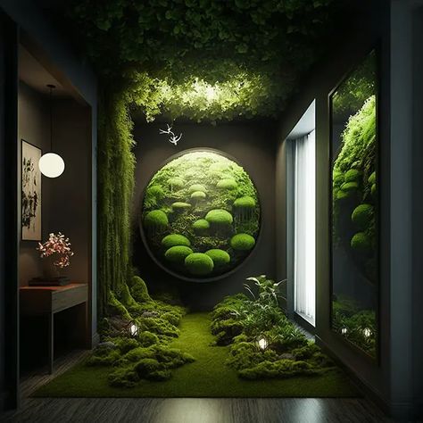 Moss On Wall Decor, Moss Home Decor, Moss Garden Indoor, Diy Moss Garden, Indoor Moss Garden, Moss Bedroom, Grow Moss Indoors, Moss Indoors, Moss Interior