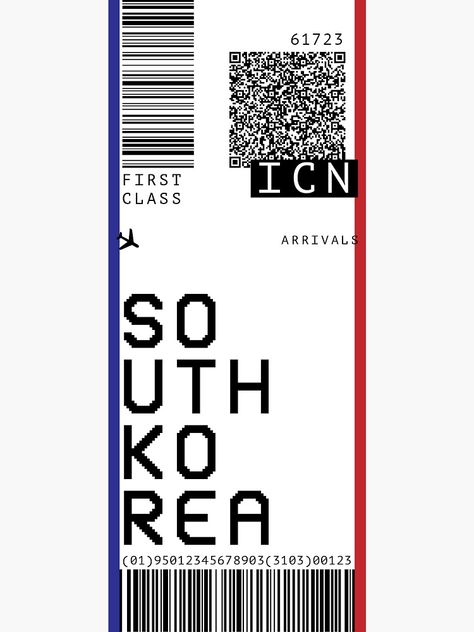 "South Korea Airport Ticket" Sticker by arlingjd | Redbubble Plane Tickets Aesthetic Korea, South Korea Plane Ticket, Aesthetic Ticket Sticker, Korea Plane Ticket, Plane Tickets Aesthetic, Ticket Aesthetic, Tickets Aesthetic, Airport Ticket, Korea Airport