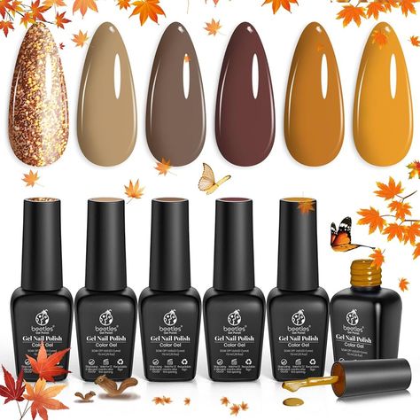 Amazon.com: Beetles Fall Gel Nail Polish Set, 6 Colors Caramel Chocolate Coffee Mocha Yellow Gold Glitter Brown Gel Nail Polish Set, Fall Gel Nail Polish Set Soak Off UV LED Cured Nail Art Gifts for Women : Beauty & Personal Care Gel Nail Polish Amazon, November Nails Fall Colors, Nail Polish Fall 2024, November Nail Colors, Fall Gel Nail Polish, Ginger Gold, Beetles Gel Polish, Coffee Mocha, Opi Gel Nails