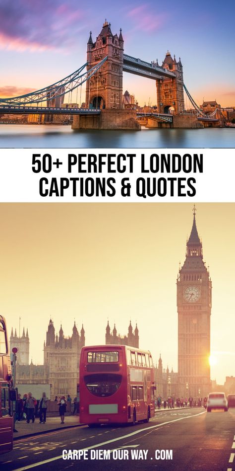 London Instagram Captions, London Travel Photos, Caption Untuk Instagram, Bridge Quotes, London Quotes, London Pics, Puns Quotes, London Red Bus, Vacation Captions