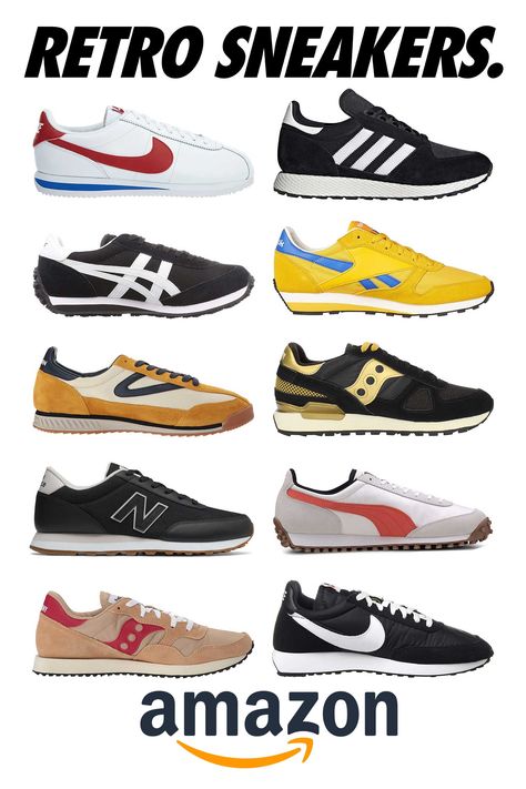 The Top 10 Best Retro Running Style Sneakers on Amazon.com - 2021 List by The Deffest Retro Runners Sneakers, Retro Sneakers Mens, Vintage Sneakers Outfit, Vintage Sneakers Retro, Nike Vintage Sneakers, Amazon Sneakers, Kpop Challenge, 90s Sneakers, Sneakers Outfit Men