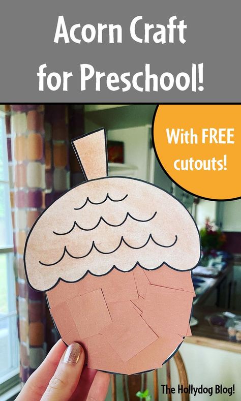 Check out one of my favorite Preschool Crafts! Boost creativity and build fine motor skills with this acorn craft. Print your free cutouts! Acorn Craft | Nature Craft | Acorn Activity | Acorn Crafts | Acorn Preschool Art | Acorn Preschool Crafts Fall Leaves Crafts Preschool, Acorn Crafts Preschool, Acorn Crafts For Kids, Graduation Crafts Preschool, Acorn Craft, Craft For Preschool, Forest Crafts, Prek Crafts, September Crafts