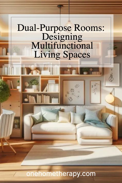 Looking to make your home more functional and beautiful at the same time? 🏠 We've got the perfect solution! Discover our Dual-Purpose Rooms: Designing Multifunctional Living Spaces – One Home Therapy, where we share our top tips and expert advice on creating versatile, stylish spaces that you'll love! 😍 Click to Learn More! Functional Spaces Design, Organised Living Room, Multi Space Living Room, Dual Living Room Ideas, 2 Living Rooms In One Space, Dual Purpose Furniture, Flex Space Ideas, Multipurpose Living Room, Multifunctional Living Room