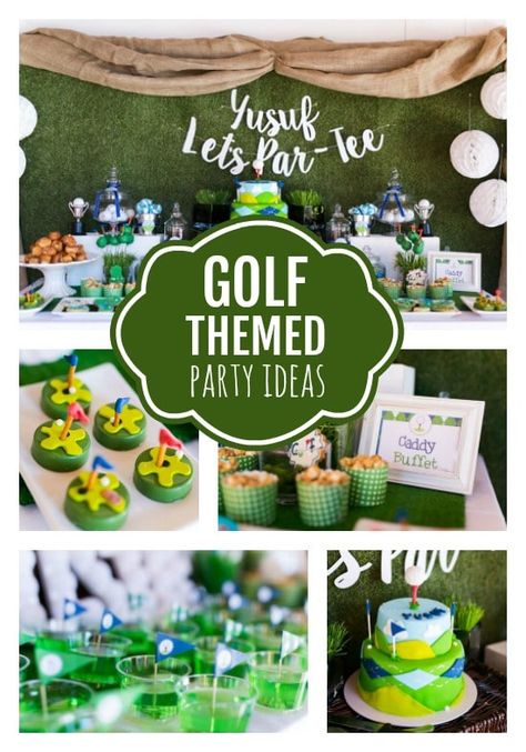 Golf Themed 3rd Birthday Party - Pretty My Party #golfthemedparty Golf First Birthday Party, Golf Themed Party, Golf First Birthday, Golf Birthday Cakes, Golf Theme Party, Golf Birthday Gifts, Golf Party Favors, Golf Birthday Cards, Golf Party Decorations