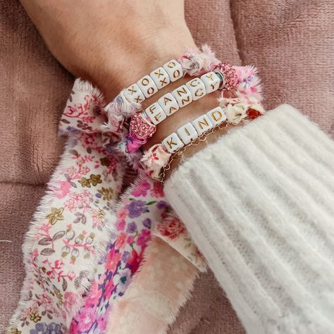 Custom Letter Ribbon Bracelet - Etsy Fabric Bracelets Diy, Ribbon Bracelet, Embroidered Bracelet, Silk Bracelet, Wedding Bracelets, Ribbon Bracelets, Embroidery Bracelets, Fabric Bracelets, Bow Bracelet