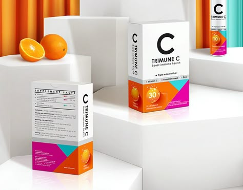 TRIMUNE C Dietary Supplement Packaging on Behance Supplement Branding, Dietary Supplements Packaging, Health Products Packaging, Supplement Packaging, Medical Packaging, Supplements Packaging, Medicine Packaging, Packaging Template Design, Packaging Design Trends