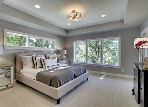 Bedroom with tray ceiling