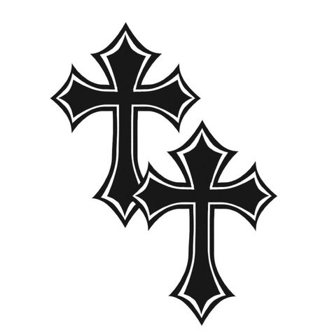 Gothic Cross Design, Cool Cross Designs, Chrome Hearts Drawing, Desings Clothes Aesthetic, Cross Graphic Design, Cross Aesthetic, Y2k Symbols, Pfp Black And White, Chrome Hearts Cross