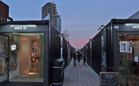 How to Start a Pop-Up Shop in 2023: A Hands-On Guide Boxpark London, Boxpark Shoreditch, Box Park, Shipping Container Architecture, Container Restaurant, Container Cafe, Shipping Container House Plans, Office Pods, Shoreditch London