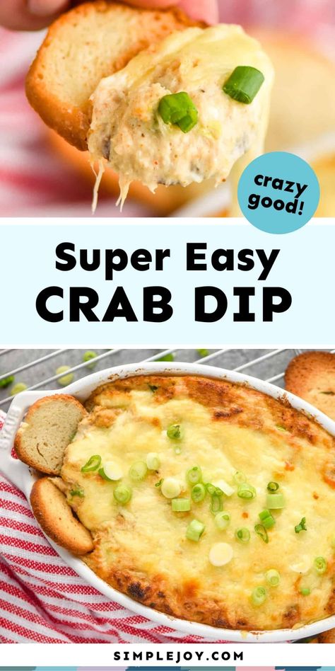 Easy Crab Dip, Baked Crab Dip, Baked Dip, Hot Crab Dip Recipe, Creamy Crab Dip, Crab Dip Recipe, Dip Recipes Hot, Canned Crab Meat, Baked Crab