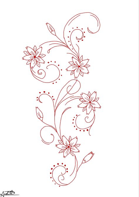 Flower Stencil Patterns Tattoo, Red Flower Tattoos, Side Hip Tattoos, Flower Stencil Patterns, Henna Tattoo Stencils, White Sketches, Cool Tattoo Drawings, Flower Henna, Drawing Stencils