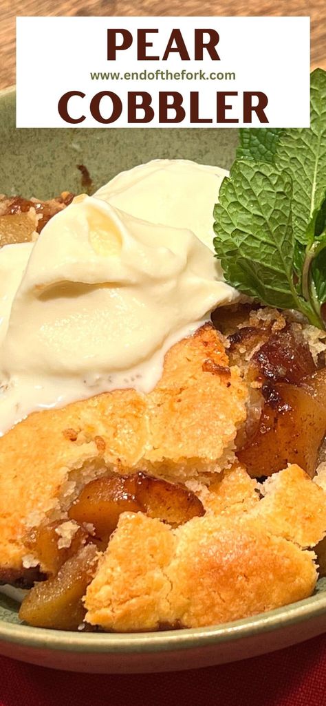 Warm up with our comforting pear cobbler with spiced juicy sweet pears, topped with soft and tender biscuits. #pearcobbler #cobbler #bakeddessert Pear Cobbler Recipes Canned, Pear Cobbler, Chicken And Rice Dishes, Fruit Dessert Recipes, Savory Muffins, Amazing Desserts, Easy No Bake Desserts, Desserts For A Crowd, Broccoli And Cheese