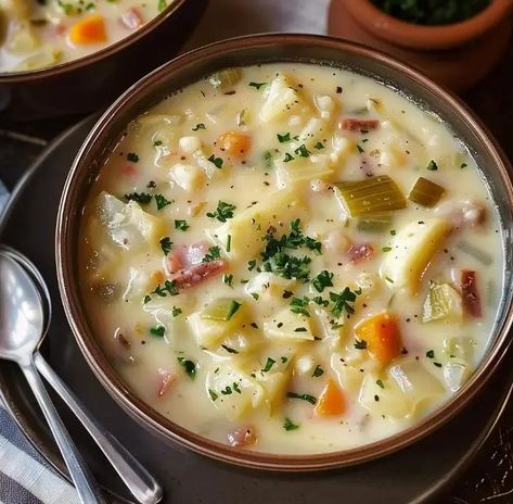 Creamy Cabbage Soup – Naomi's Recipes Creamy Cabbage Soup Recipe, Creamy Cabbage Soup, Cheesecake Crescent Rolls, Creamy Cabbage, Crescent Rolls Recipe, Creamed Cabbage, Crescent Roll Cheesecake, Cabbage Rice, Cabbage Roll Soup