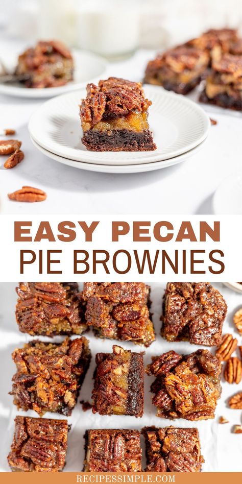 These Pecan Pie Brownies are a delicious dessert that combines the richness of chocolate brownies with the classic sweetness of pecan pie. Pecan Pie Brownies From Scratch, Easy Pecan Pie Brownies, Pecan Pie Brownies With Box Brownies, Chocolate Pecan Cobbler, Pecan Pie Brownies Recipe, Brownie Pecan Pie, Pecan Brownies Recipe, Cake Like Brownies, Pecan Pie Brownies