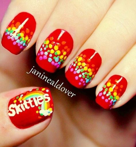 skittles Food Nails, Nagel Tips, Her Nails, Nail Art Instagram, Rainbow Nails, Nail Polish Designs, Fabulous Nails, Nail Art Summer, Cute Nail Designs