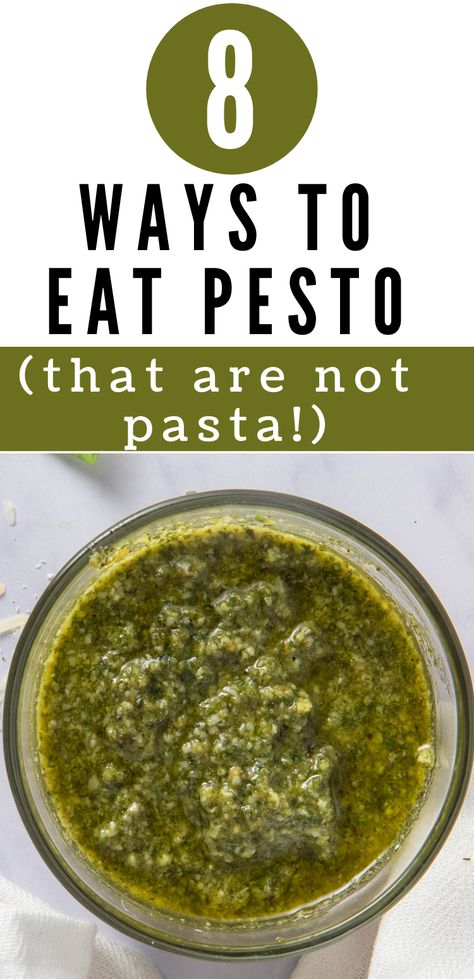 Everyone loves a good basil pesto sauce. Wondering what you can make other than delicious pasta dishes? Check out this post for eight ways to use pesto ... that's not pasta! That makes this traditional pesto alla Genovese the perfect summer recipe! #basilpesto #pesto #summerrecipe #urbanfarmie Recipes Using Basil Pesto Sauce, Recipes Using Costco Pesto, Easy Pesto Meals, What To Make With Basil Pesto, Best Pesto Recipe Basil, How To Eat Pesto, Dishes With Pesto Sauce, How To Use Basil Pesto, What To Do With Extra Basil