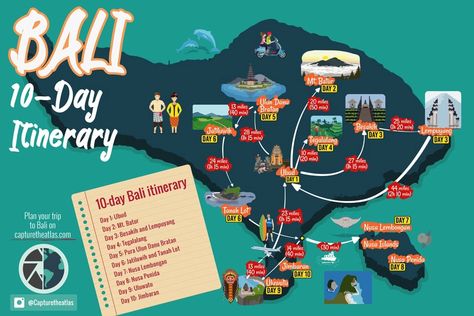 BALI 10-DAY ITINERARY - The perfect plan to spend 10 days in Bali Bali Tourist Attractions Map, Bali Tourist Map, Bali Travel Itinerary, Bali Map Travel, Bali Indonesia Itinerary, Bali Things To Do, Bali Backpacking, Bali Tourist, Bali Map