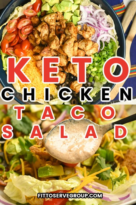 Creamy Salsa Dressing, Chicken Taco Salad Recipe, Taco Salad Recipe Healthy, Rotisserie Chicken Tacos, Mexican Chicken Salads, Chicken Taco Bowls, Salsa Dressing, Keto Taco Salad, Creamy Salsa