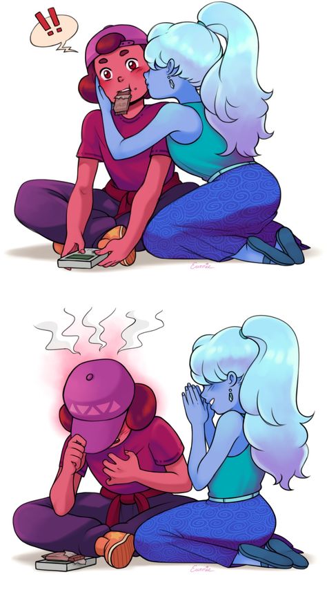 Sapphire And Ruby Wallpaper, Ruby Fanart Steven Universe, Steven Universe Cute Fan Art, Ruby X Saphire, Sapphire And Ruby Fan Art, Rupphire Fan Art, Ruby And Sapphire Steven Universe Fanart, Steven Universe Fanart Spinel, Ruby X Sapphire Fanart