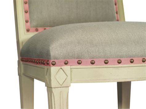 Susanne Kasler - grosgrain with nailhead trim Upholstery Trim, Hickory Chair, Furniture Rehab, Antique Interior, Chair Upholstery, Furniture Upholstery, Redo Furniture, Second Chance, Ribbon Trim