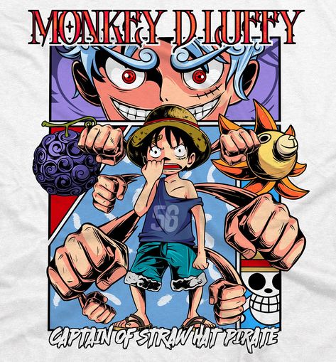 LUFFY ONEPIECE DESIGN STREETWEAR Top Anime Series, T-shirt Design Illustration, T Shirt Logo Design, Design Streetwear, Creative T Shirt Design, Shirt Logo Design, Trendy Shirt Designs, Tshirt Printing Design, Anime Tshirt