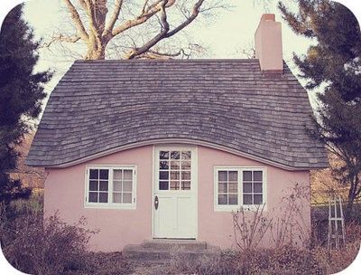 Dreamscape Collage, Pink House Exterior, Cute Cottages, Little Cottages, Pink Cottage, Style Cottage, Dream Cottage, Pink House, Little Cottage