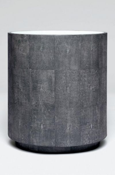 Cara Shagreen Side Table- Cool Grey Art Deco Lounge, Antiqued Mirror, Drum Side Table, Faux Shagreen, Round Accent Table, Cool Tables, Side Table Wood, Round Side Table, Antique Mirror