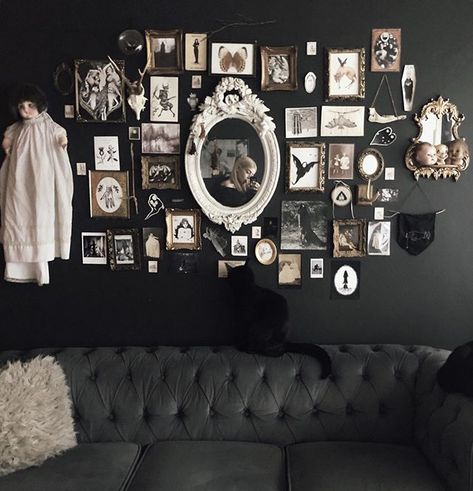 Gothic Gallery Wall, Gothic Interior, Witchy Home Decor, Dark Home Decor, Horror Decor, Goth Home Decor, Dark Interiors, Gothic Home Decor, Gothic House