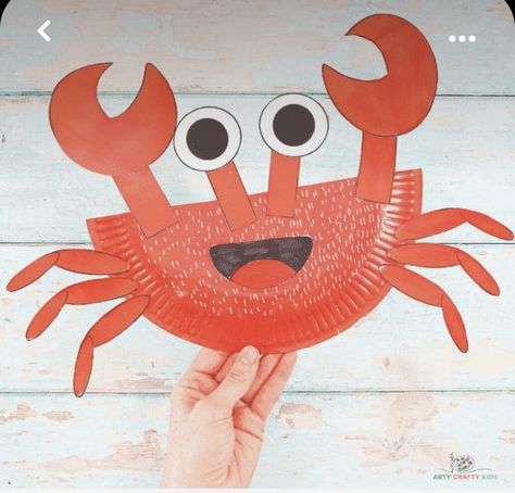 Paper Plate Crab, Crab Craft, Paper Craft Template, Leprechaun Craft, Crab Crafts, Paper Plate Craft, Paper Plate Crafts For Kids, Horseshoe Crab, Paper Sunflowers