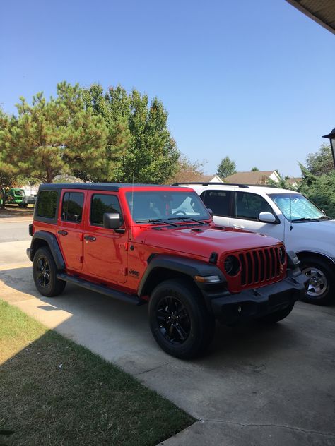 Red Interior Jeep Wrangler, Firecracker Red Jeep Wrangler, Red Jeep Aesthetic, Red Jeep Wrangler Unlimited, Jeep Sahara Unlimited, Dynasty House, Four Door Jeep Wrangler, Jeep Wrangler Lights, Red Wrangler