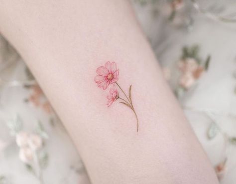 Virgo Flower Tattoo, Virgo Flower, Cosmos Tattoo, Wrist Bracelet Tattoo, Unique Small Tattoo, Bike Tattoos, Clover Tattoos, Stylish Tattoo, Mini Tattoo