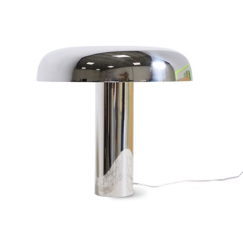 Mushroom table lamp, chrome | HKliving Chrome Bedroom, Clear Mushroom Lamp, Table Lamp Chrome, Mushroom Lamp Vintage, Vintage Glass Mushroom Lamp, Chrome Desk Lamp, Mushroom Table Lamp, Chrome Table, Mushroom Table