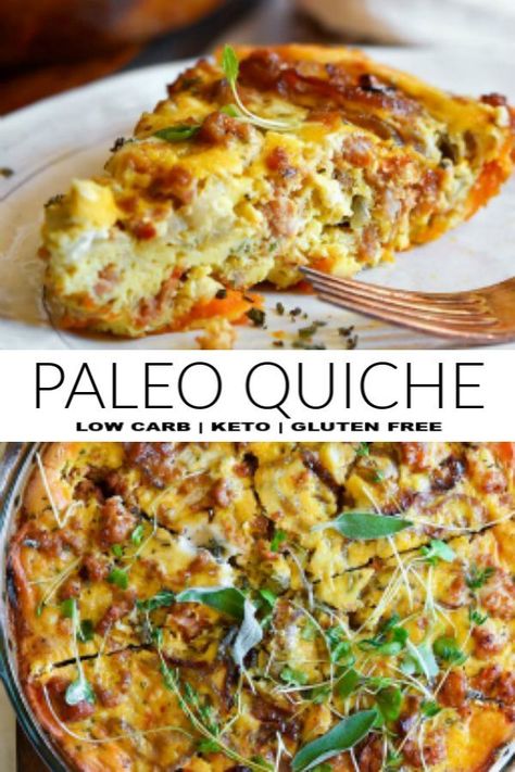 Paleo Food, Quiche, Lorraine, Gluten Free Quiche Crust, Quiche With Sausage, Dairy Free Quiche Recipes, Paleo Quiche, Kale Quiche, Gluten Free Quiche