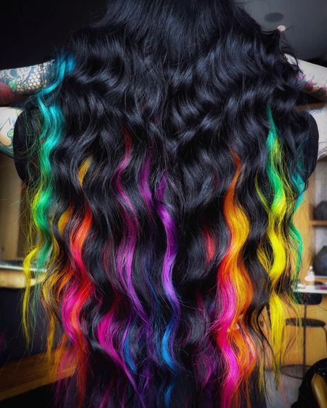 Space Buns Hair, Sky Blue Hair, Hair Aesthetics, Hair Color Underneath, Hair With Highlights, Rainbow Hair Color, Second Day Hairstyles, Candy Hair, Multi Colored Hair