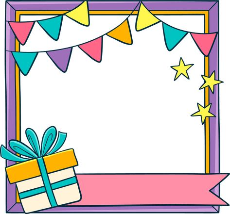 Birthday Border, Birthday Card Background, Project Cover, Happy Clipart, Project Cover Page, Transparent Frame, Jolly Phonics, Cute Frames, Frame Png