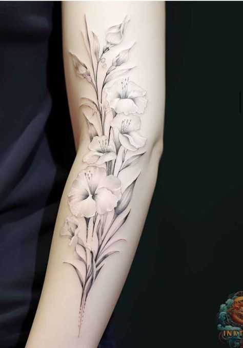 Gladiolus Tattoos, Gladiolus Flower Tattoos, Gladiolus Tattoo, Gladiolus Flower, Warrior Within, Warrior Tattoo, The Warrior, Name Tattoo, Mom Tattoos