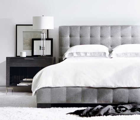 Nightstand | Bernhardt King Upholstered Bed, Queen Upholstered Bed, Upholstered Panel Bed, Bernhardt Furniture, Upholstered Panels, Upholstered Bed, Panel Bed, Upholstered Headboard, Upholstered Beds