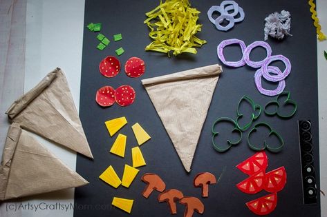 Set up your play food counter with a kiddie favorite - pizza, and make it super realistic with this incredibly detailed Paper Pizza Craft for Kids!! Pizza Craft, Kids Food Crafts, Food Counter, Pizza Art, Summer Camp Crafts, Pretend Play Food, Pizza Hut, Crafts For Kids To Make, Camping Crafts