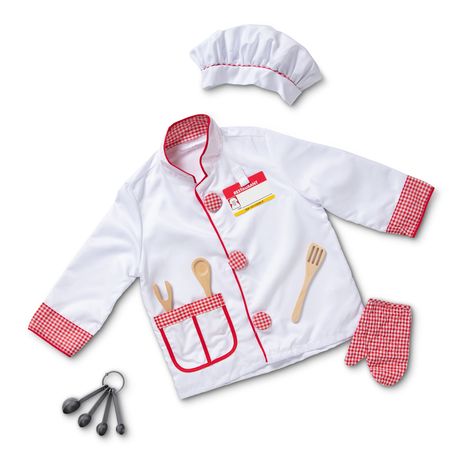 Chef Costume for Kids | Chef Role Play Set Chef Halloween Costume, Chef Costume, Kid Chef, Chef Jackets, Role Play Costume, Chef Clothes, Chef Coat, Melissa And Doug, Funny Hats