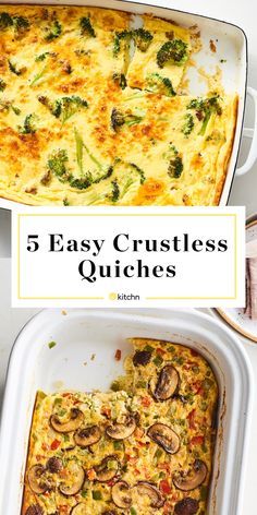 5 Easy Crustless Quiche Recipes | Kitchn Quiche, Easy Crustless Quiche Recipes, High Protein Quiche, Protein Quiche, Easy Crustless Quiche, Quiche Recipes Crustless, Keto Quiche, Zucchini Quiche, Breakfast Quiche Recipes