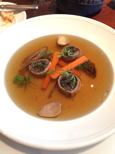 Beef consommé Roasted Duck Breast, Classic French Dishes, Duck Breast, Roast Duck, French Dishes, Wonton Soup, Buttermilk, Savoury Food, Thai Red Curry